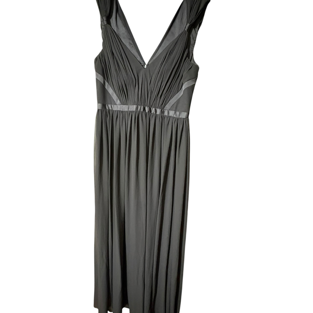 Vera Wang DRESS Smoke Gray Pleated Empire Waist Formal Gown